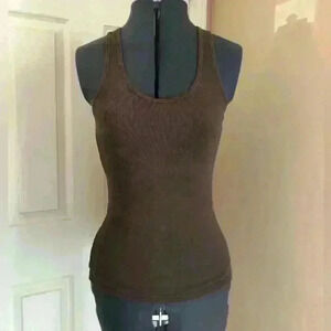 VTG 90s Y2K VS TeeShop dark brown tanktop stretches size medium
